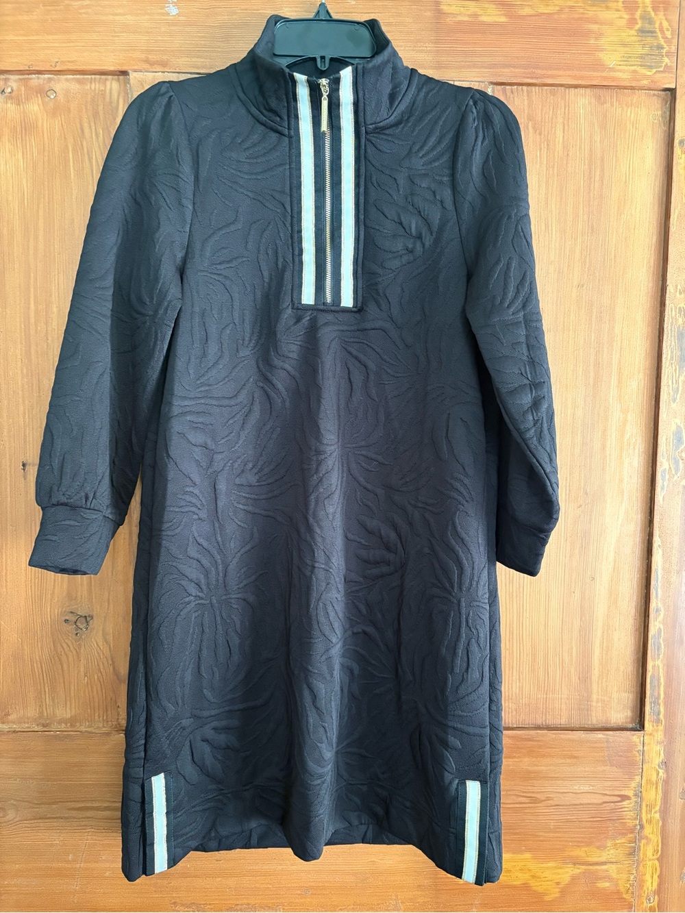 NWT Mary Square Black Jacquard Evelyn Dress White Gold Metallic Zipper XS